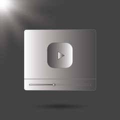 Fototapeta premium Video player for web, vector illustration. Black and white icon