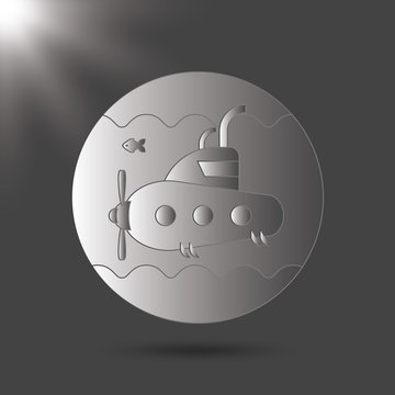 Submarine icon. gray illustration of submarine vector icon. Black and white icon