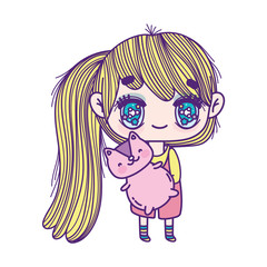 kids, cute little girl anime cartoon and cute squirrel