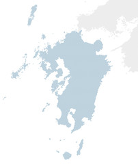 日本の九州地方を中心とした青のドットマップ、大サイズ。 - obrazy, fototapety, plakaty