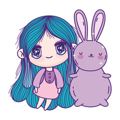kids, cute little girl anime cartoon bunny