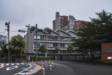 Fototapeta premium Urban street view with a mix of historical and modern buildings