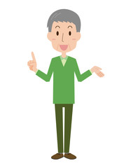 高齢　中高年　男性　全身　説明　教える