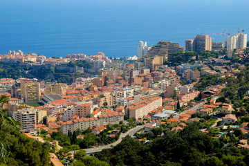 Aerial view of Monaco, Monte-Carlo, on the French Riviera
