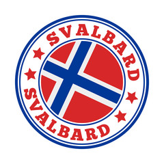 Obraz premium Svalbard sign with flag. Vector illustration of a travel destination.