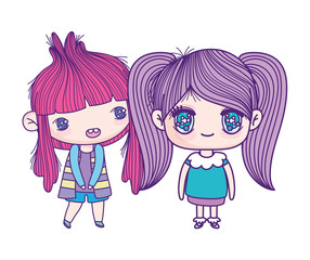 kids, cute little girls anime cartoon characters