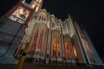 Expiatorio Church Night scene in Leon Guanajuato Mexico.