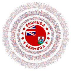 Bermuda symbol. Radiant country flag with colorful rays. Shiny sunburst with Bermuda flag. Awesome vector illustration.