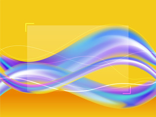 Gradient color waves with blur effect on yellow background.