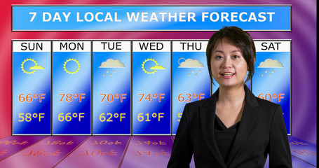  Asian American meteorologist reporting weather