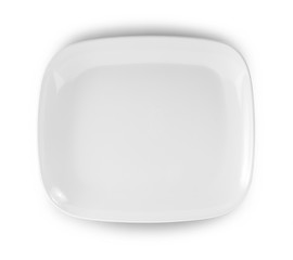 empty white plate isolated on white background