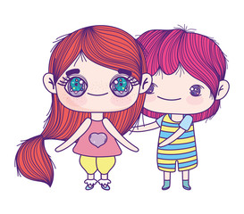 kids, little girl and boy anime cartoon characters