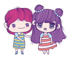 kids, little girl and boy anime cartoon characters