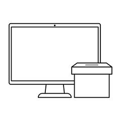 computer with ballot box isolated icon vector illustration design