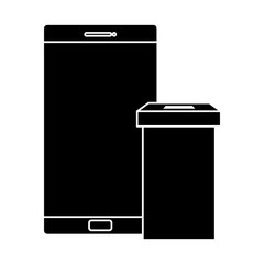 silhouette of smartphone with ballot box isolated icon vector illustration design