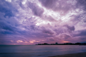 Amazing colors after Sunset at Anse Vata Bay in Noumea, New Caledonia- an island in French Polynesia, South Pacific. 