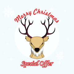Template design Merry Christmas banner. Happy holiday brochure with decoration for xmas sale and discount. Poster Christmas lettering for a new year offer.