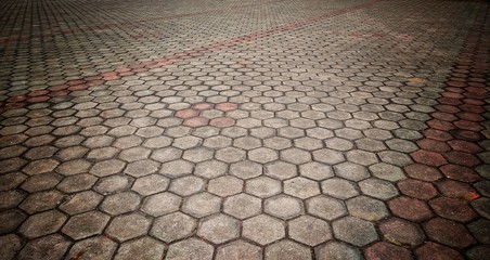 horizontal design on the floor with octagon shape bricks, texture for pattern and background.