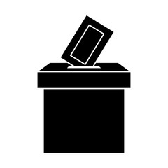 silhouette of ballot box with vote form vector illustration design