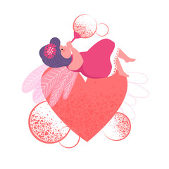 Valentine's day. a sorceress with a heart. vector image of a fairy-tale character