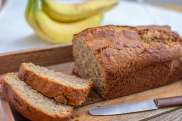 Healthy banana bread or cake for breakfast