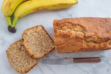 Healthy banana bread or cake for breakfast