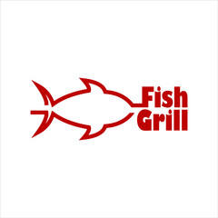 simple grill fish restaurant logo template. food and drink business icon inspiration, seafood culinary sticker idea