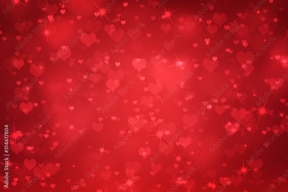 Wall mural Valentines day abstract background with hearts, women's day love gradient