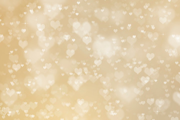 Valentines day abstract with hearts on golden background, women's day love