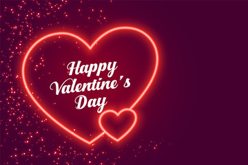 two neon hearts happy valentines day design