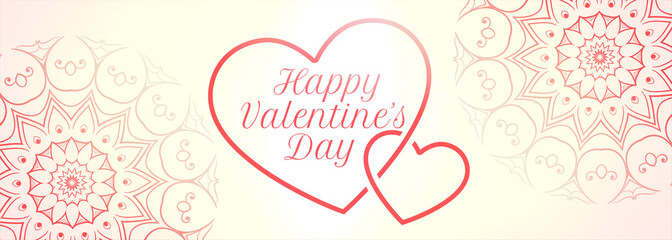 Fototapeta na wymiar happy valentines day hearts banner with mandala decoration