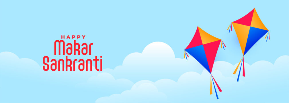 flying kites in sky for makar sankranti indian festival