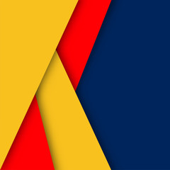 Red and Yellow Paper Overlap Layer on Blue Background.