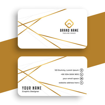 Elegant While And Gold Business Card Template Design