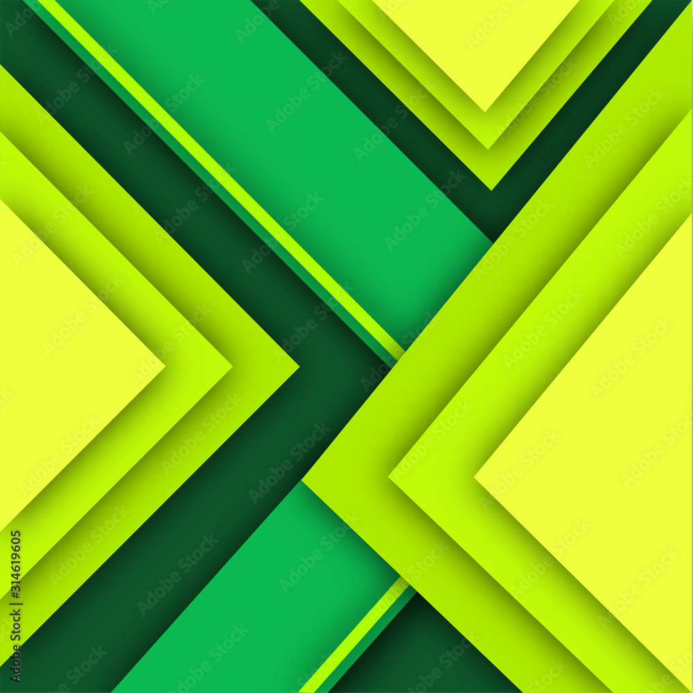 Poster different shapes green paper overlap layer background.