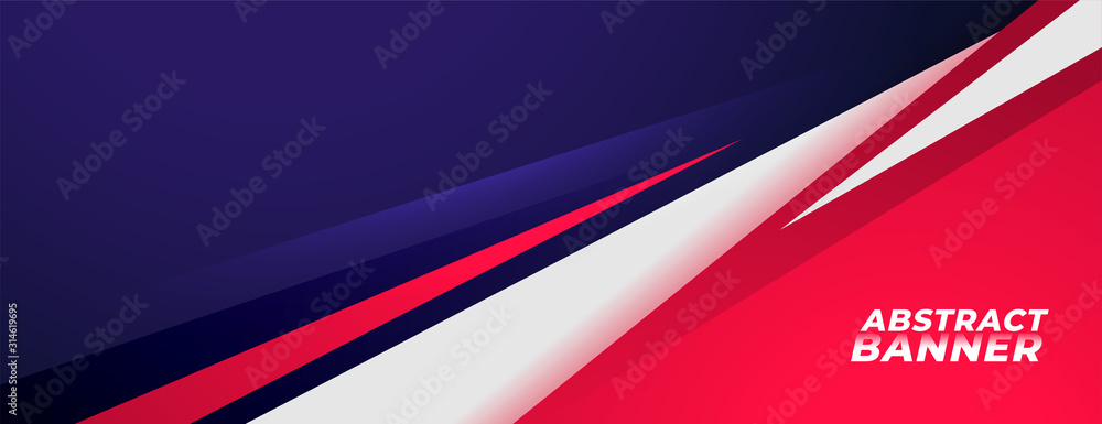 Wall mural sports style banner design in red and purple colors