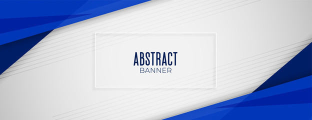 abstract geometric blue wide banner layout design