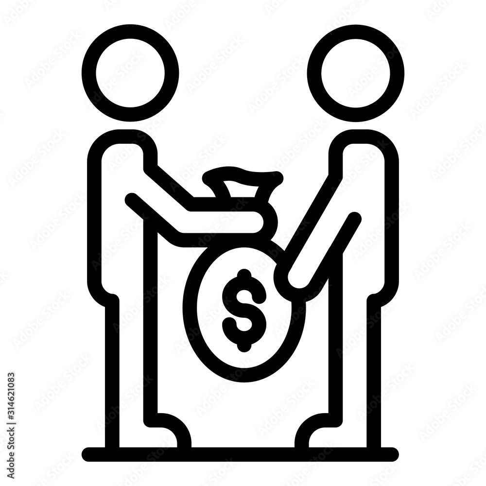 Aufkleber man give corruption bag icon. outline man give corruption bag vector icon for web design isolated on