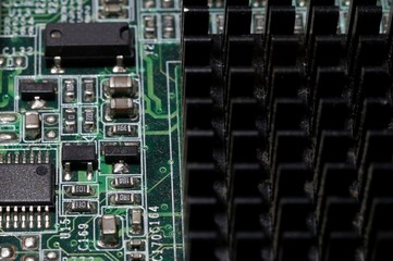 A chipset heatsing on a CPU board.