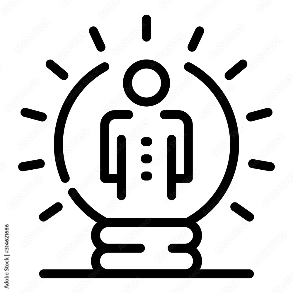 Poster bulb idea worker icon. outline bulb idea worker vector icon for web design isolated on white backgro
