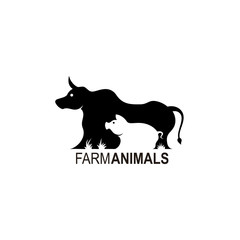 Farm logo design template, Cow and pig icon 