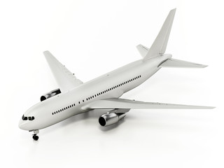 Generic airplane isolated on white background. 3D illustration