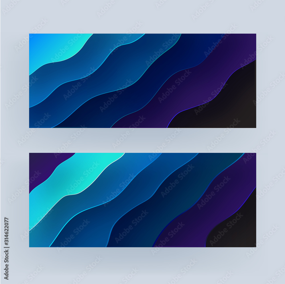 Poster set of abstract overlapping paper cut background.