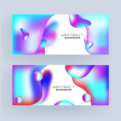 Set of Glossy Gradient Fluid Art Abstract Background.