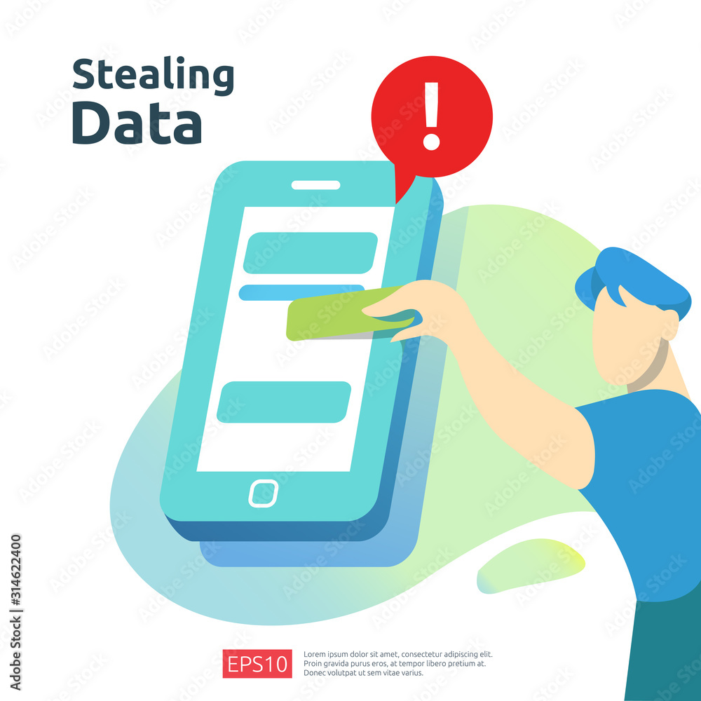 Aufkleber password phishing attack. stealing personal data. internet security concept for web landing page, ba