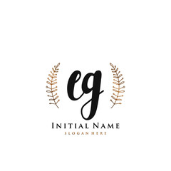 EG Initial handwriting logo vector