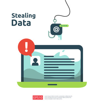 password phishing attack. stealing personal data. internet security concept for web landing page, banner, presentation, social, and print media template. Vector illustration
