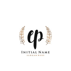 EP Initial handwriting logo vector
