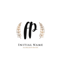 FP Initial handwriting logo vector