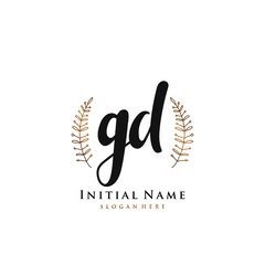 Obraz premium GD Initial handwriting logo vector
